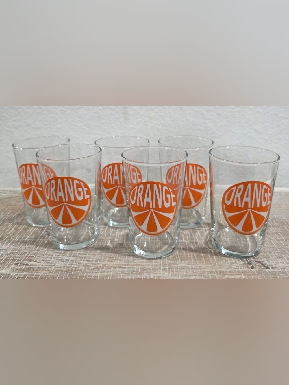 Vtg. Luminarc Orange Logo Glasses - Set of 6